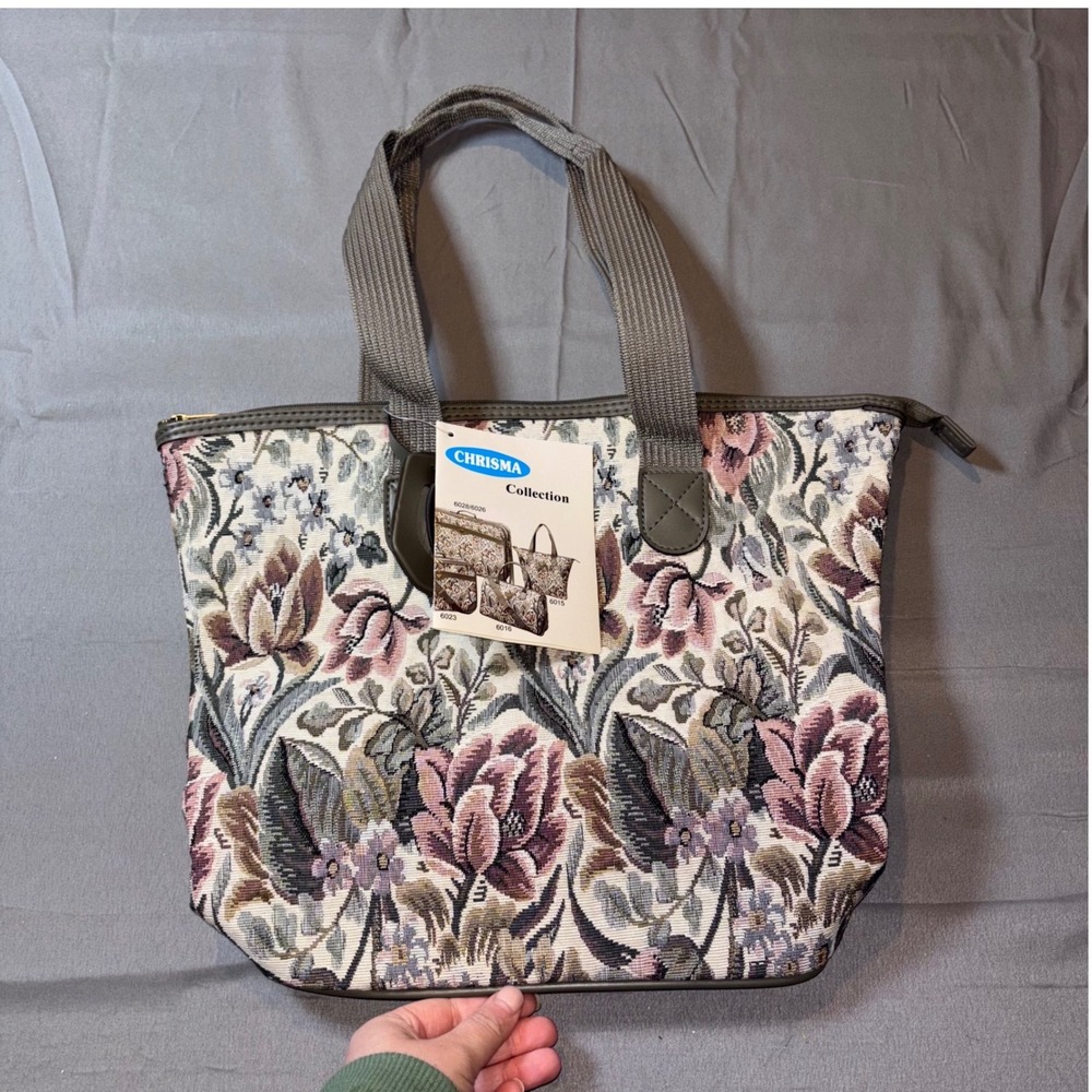 NWT French West Indies Chrisma Collection Floral Tapestry Tote Bag Vintage Style